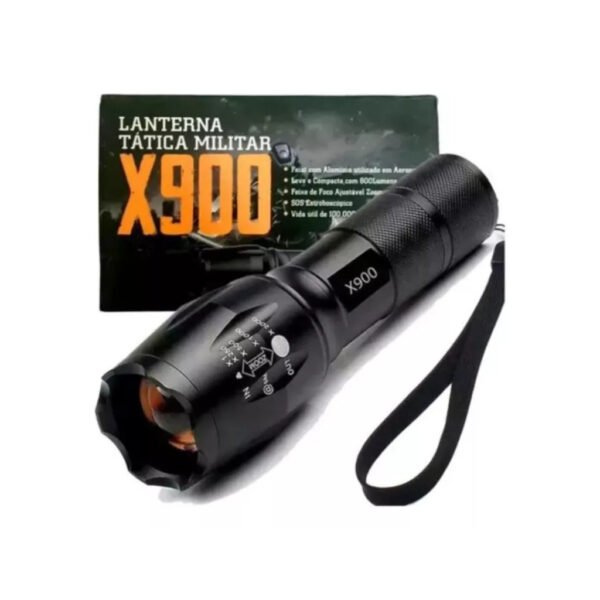 Lanterna X900 Zoom Tática Militar Recarregável