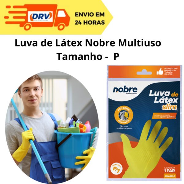 Luva Multiuso Amarela Látex Nobre Tamanho P - Luva de látex Amarela