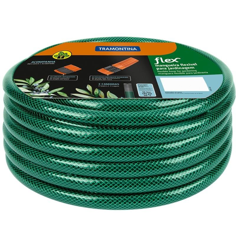 Mangueira de Jardim e Sacada Espaço Gourmet em Apartamento 10M Mangueira Flex Jardim / Apartamento Com Kit Esguicho Tramontina