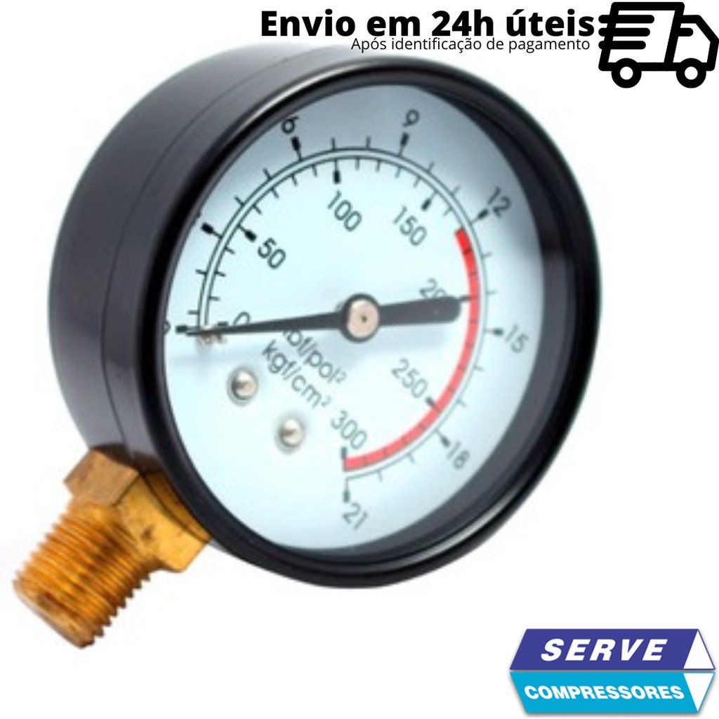 Manômetro Vertical 1/4″ 300lbs, Compressor, Compressores de Ar, Rede de Ar, Ar Comprimido