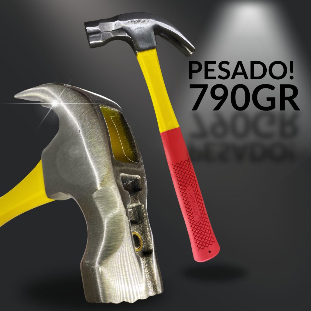 Martelo Unha imã- 33cm e 770g – Profissional Com Cabo Emborrachado e Imã Na Unha 20 Oz – Profield