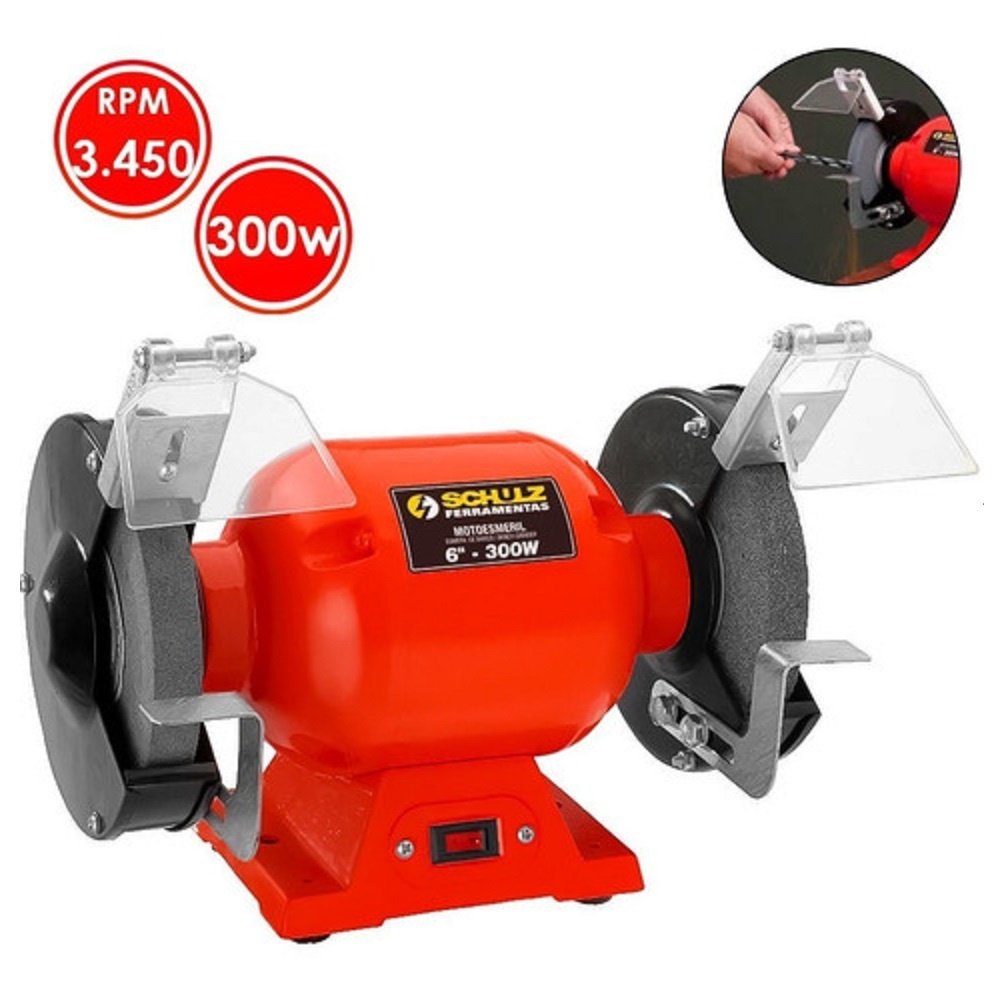 Moto Esmeril Bancada 1/2hp 6” Schulz Rebolo Fino Desbaste