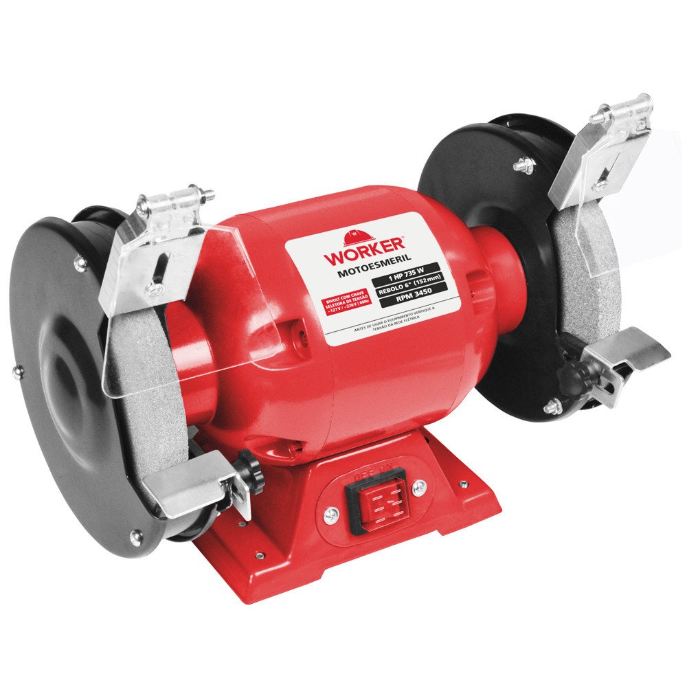 Moto Esmeril Lixadeira De Bancada 6 Polegadas 735W 1cv Worker 110V/220V Bivolt