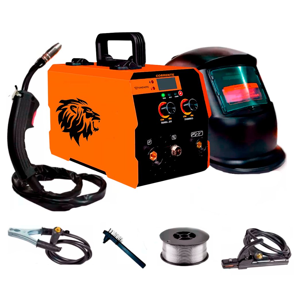 Máquina De Solda Inversora Mig 160 Sem Gás 3 Em 1 Tig Lift King Note 220V C Máscara Solda Automática