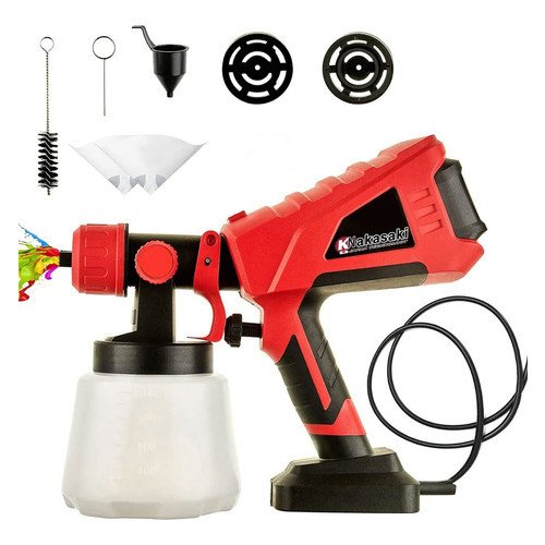 Pistola de Pintura 800W Elétrica Pulverizadora 1L 5 Bicos Metal 110V 220V