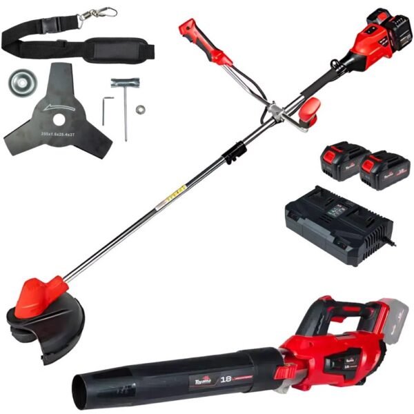 Roçadeira Lateral 18V com Baterias e Carregador + Soprador Lateral 18V TBT18+18BC300-K TOYAMA