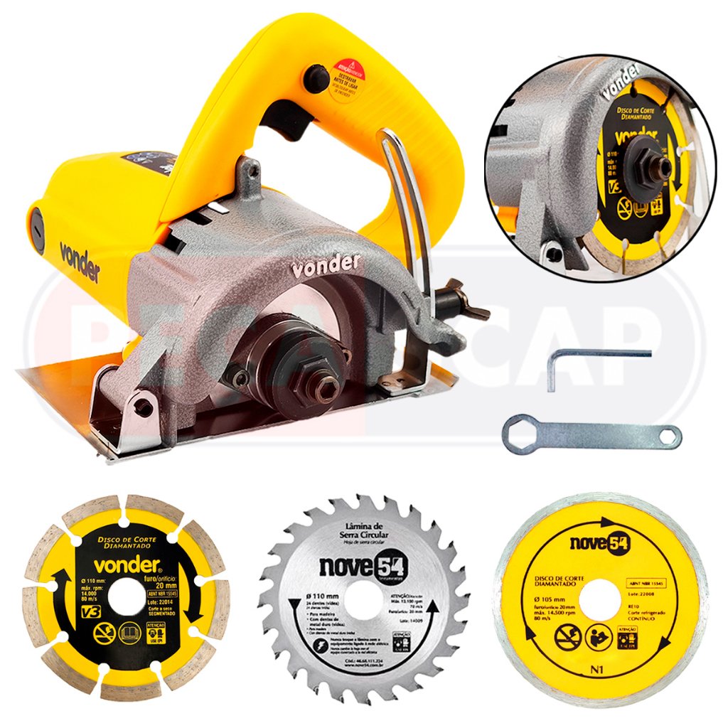 Serra Mármore Profissional Smv1300s Vonder Serra Circular Tipo Makita – Madeira / Concreto 220V e 127V Acompanha 3 Disco