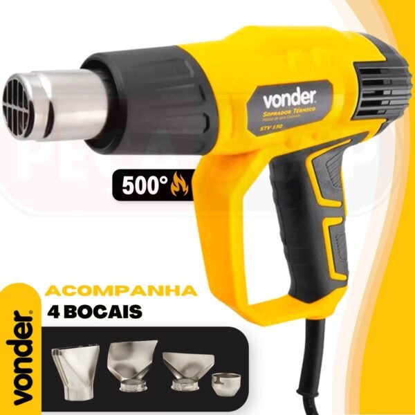 Soprador Térmico Profissional De Alta Temperatura 500° Vonder STV150 1500w 60Hz Com 4 Bicos