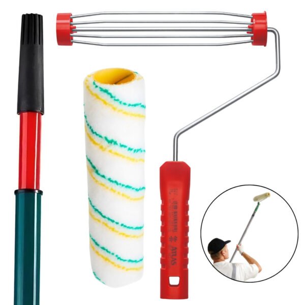 Suporte Garfo 23cm Sem Rosca + Rolo de Pintura Poliamida Lã Baixa + Cabo Extensor 2m