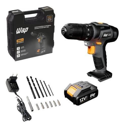 Parafusadeira e Furadeira com Impacto à Bateria 12V BPFI-12K4, Kit de 13 Acessórios e Maleta, Torque 18 Níveis, Bivolt WAP